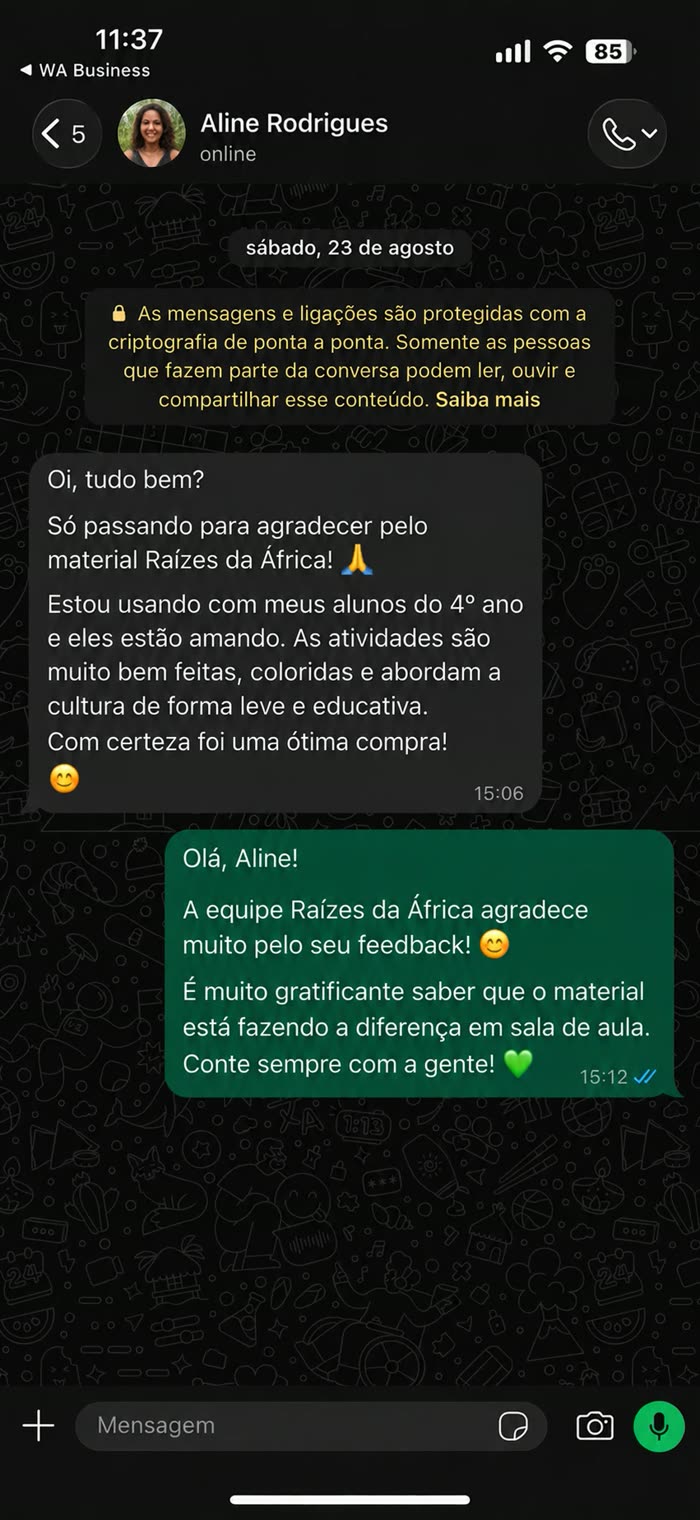 Depoimento de Aline Rodrigues, professora que usa o material com alunos do 4º ano
