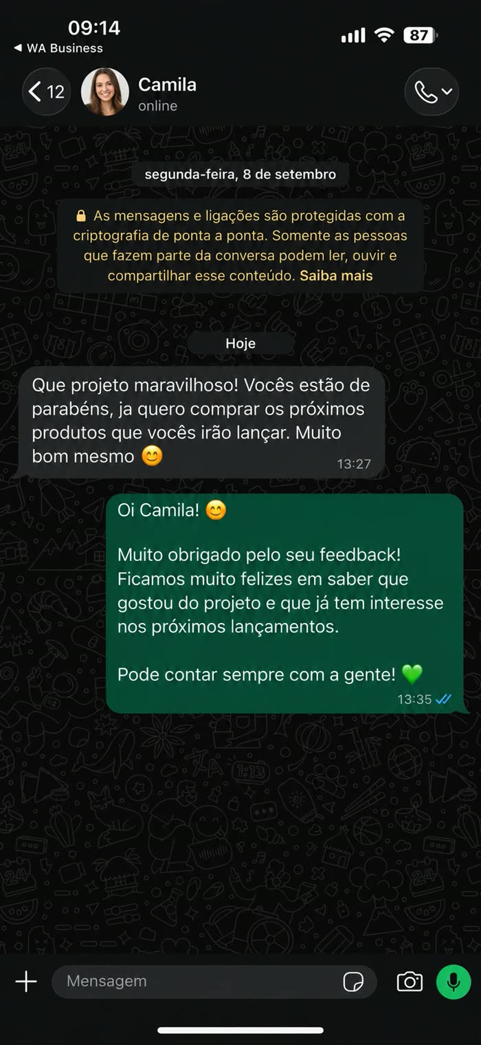 Depoimento de Camila, elogiando o projeto Raízes da África