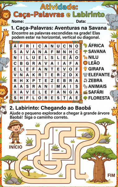 Atividade Caça-Palavras e Labirinto
