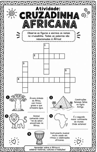 Atividade Cruzadinha Africana