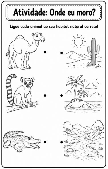 Atividade Onde eu Moro — ligue animais aos habitats
